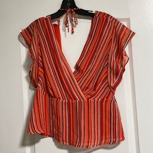 Guess orange stripped blouse